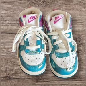 Nike Kids' White and Blue Sneakers